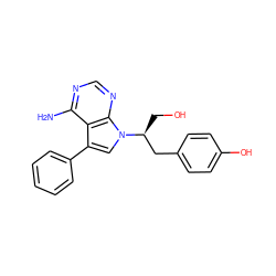 Nc1ncnc2c1c(-c1ccccc1)cn2[C@@H](CO)Cc1ccc(O)cc1 ZINC000027980207