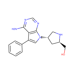 Nc1ncnc2c1c(-c1ccccc1)cn2[C@@H]1CN[C@@H](CO)C1 ZINC000003827988