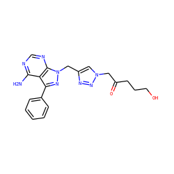 Nc1ncnc2c1c(-c1ccccc1)nn2Cc1cn(CC(=O)CCCO)nn1 ZINC000066080062