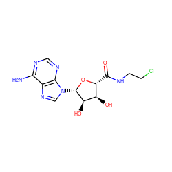 Nc1ncnc2c1ncn2[C@@H]1O[C@H](C(=O)NCCCl)[C@@H](O)[C@H]1O ZINC000013796783