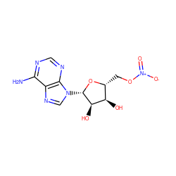 Nc1ncnc2c1ncn2[C@@H]1O[C@H](CO[N+](=O)[O-])[C@@H](O)[C@H]1O ZINC000043100741