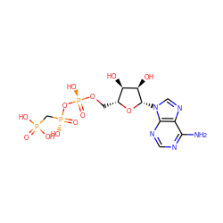 Nc1ncnc2c1ncn2[C@@H]1O[C@H](CO[P@@](=O)(O)O[P@](=O)(O)CP(=O)(O)O)[C@@H](O)[C@H]1O ZINC000008295124