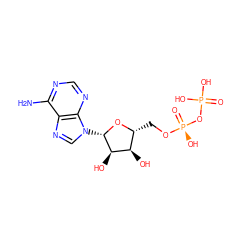 Nc1ncnc2c1ncn2[C@@H]1O[C@H](CO[P@@](=O)(O)OP(=O)(O)O)[C@@H](O)[C@H]1O ZINC000012360703