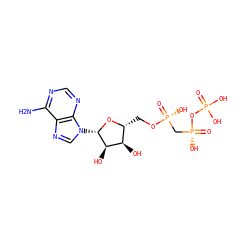 Nc1ncnc2c1ncn2[C@@H]1O[C@H](CO[P@](=O)(O)C[P@@](=O)(O)OP(=O)(O)O)[C@@H](O)[C@H]1O ZINC000008295117