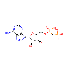 Nc1ncnc2c1ncn2[C@@H]1O[C@H](CO[P@](=O)(O)CP(=O)(O)O)[C@@H](O)[C@H]1O ZINC000013527614