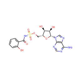 Nc1ncnc2c1ncn2[C@@H]1O[C@H](COS(=O)(=O)NC(=O)c2ccccc2O)[C@@H](O)[C@H]1O ZINC000028567519