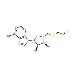 Nc1ncnc2c1ncn2[C@@H]1O[C@H](CSCCF)[C@@H](O)[C@H]1O ZINC000013823943