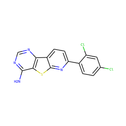 Nc1ncnc2c1sc1nc(-c3ccc(Cl)cc3Cl)ccc12 ZINC000299867025