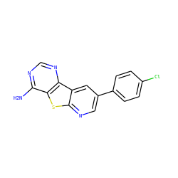 Nc1ncnc2c1sc1ncc(-c3ccc(Cl)cc3)cc12 ZINC000299858195