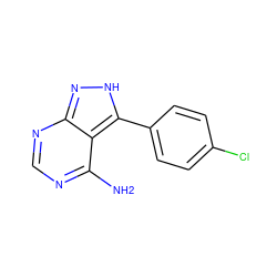 Nc1ncnc2n[nH]c(-c3ccc(Cl)cc3)c12 ZINC000034332971