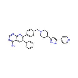 Nc1ncnc2nc(-c3ccc(CN4CCC(c5cc(-c6ccncc6)[nH]n5)CC4)cc3)c(-c3ccccc3)cc12 ZINC000029127530