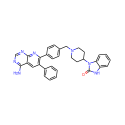 Nc1ncnc2nc(-c3ccc(CN4CCC(n5c(=O)[nH]c6ccccc65)CC4)cc3)c(-c3ccccc3)cc12 ZINC000029126830