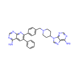 Nc1ncnc2nc(-c3ccc(CN4CCC(n5cnc6c(N)ncnc65)CC4)cc3)c(-c3ccccc3)cc12 ZINC000029126780