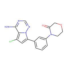 Nc1ncnn2c(-c3cccc(N4CCOCC4=O)c3)cc(Cl)c12 ZINC001772620407