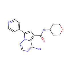 Nc1ncnn2c(-c3ccncc3)cc(C(=O)NC3CCOCC3)c12 ZINC000169704043