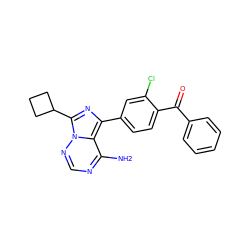 Nc1ncnn2c(C3CCC3)nc(-c3ccc(C(=O)c4ccccc4)c(Cl)c3)c12 ZINC000096168311