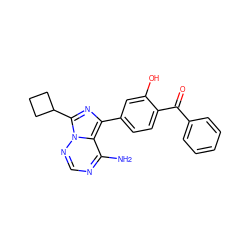 Nc1ncnn2c(C3CCC3)nc(-c3ccc(C(=O)c4ccccc4)c(O)c3)c12 ZINC000096168316