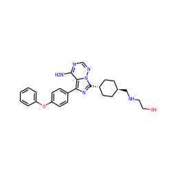 Nc1ncnn2c1c(-c1ccc(Oc3ccccc3)cc1)nc2[C@H]1CC[C@H](CNCCO)CC1 ZINC000261163904