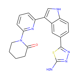 Nc1nnc(-c2ccc3[nH]cc(-c4cccc(N5CCCCC5=O)n4)c3c2)s1 ZINC000204766564