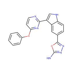 Nc1nnc(-c2ccc3[nH]cc(-c4nccc(Oc5ccccc5)n4)c3c2)o1 ZINC000145414754