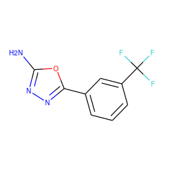 Nc1nnc(-c2cccc(C(F)(F)F)c2)o1 ZINC000005785021