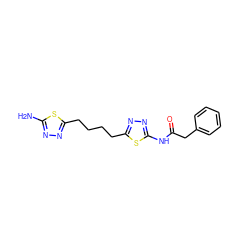 Nc1nnc(CCCCc2nnc(NC(=O)Cc3ccccc3)s2)s1 ZINC000095579823