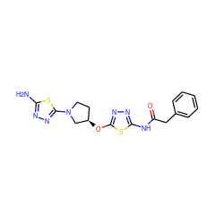 Nc1nnc(N2CC[C@@H](Oc3nnc(NC(=O)Cc4ccccc4)s3)C2)s1 ZINC000653702248