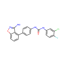 Nc1noc2cccc(-c3ccc(NC(=O)Nc4ccc(F)c(Cl)c4)cc3)c12 ZINC000014975404