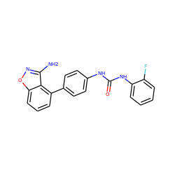 Nc1noc2cccc(-c3ccc(NC(=O)Nc4ccccc4F)cc3)c12 ZINC000014975354