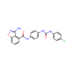 Nc1noc2cccc(C(=O)Nc3ccc(NC(=O)Nc4ccc(Cl)cc4)cc3)c12 ZINC000084669739