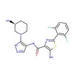 Nc1sc(-c2c(F)cccc2F)nc1C(=O)Nc1cn[nH]c1N1CCC[C@H](N)C1 ZINC000145761283