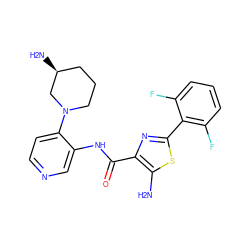 Nc1sc(-c2c(F)cccc2F)nc1C(=O)Nc1cnccc1N1CCC[C@H](N)C1 ZINC000139464275