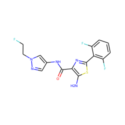 Nc1sc(-c2c(F)cccc2F)nc1C(=O)Nc1cnn(CCF)c1 ZINC000144930999