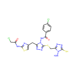 Nn1c(S)nnc1CSc1nnc(Cc2csc(NC(=O)CCl)n2)n1NC(=O)c1ccc(Cl)cc1 ZINC000028815811