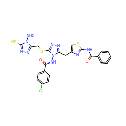 Nn1c(S)nnc1CSc1nnc(Cc2csc(NC(=O)c3ccccc3)n2)n1NC(=O)c1ccc(Cl)cc1 ZINC000028815823