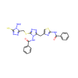 Nn1c(S)nnc1CSc1nnc(Cc2csc(NC(=O)c3ccccc3)n2)n1NC(=O)c1ccccc1 ZINC000028712169