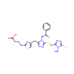 Nn1c(S)nnc1CSc1nnc(Cc2csc(NCCC(=O)O)n2)n1NC(=O)c1ccccc1 ZINC000028712170