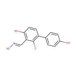 O/N=C/c1c(O)ccc(-c2ccc(O)cc2)c1Cl ZINC000071294241