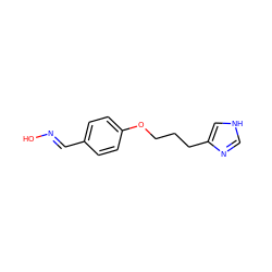 O/N=C/c1ccc(OCCCc2c[nH]cn2)cc1 ZINC000013813096