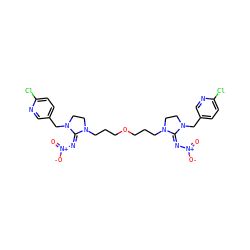 O=[N+]([O-])/N=C1/N(CCCOCCCN2CCN(Cc3ccc(Cl)nc3)/C2=N\[N+](=O)[O-])CCN1Cc1ccc(Cl)nc1 ZINC000103210436