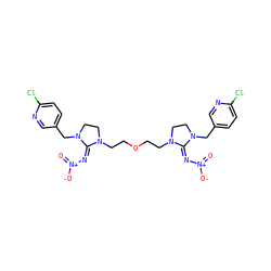 O=[N+]([O-])/N=C1/N(CCOCCN2CCN(Cc3ccc(Cl)nc3)/C2=N\[N+](=O)[O-])CCN1Cc1ccc(Cl)nc1 ZINC000103220780