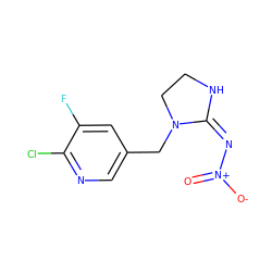 O=[N+]([O-])/N=C1/NCCN1Cc1cnc(Cl)c(F)c1 ZINC000103288942