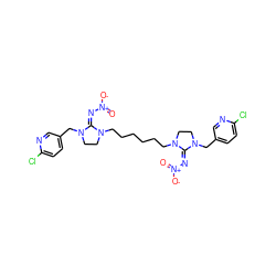 O=[N+]([O-])/N=C1\N(CCCCCCN2CCN(Cc3ccc(Cl)nc3)/C2=N/[N+](=O)[O-])CCN1Cc1ccc(Cl)nc1 ZINC000103290548