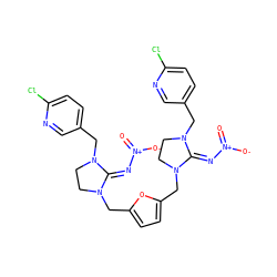 O=[N+]([O-])/N=C1\N(Cc2ccc(Cl)nc2)CCN1Cc1ccc(CN2CCN(Cc3ccc(Cl)nc3)/C2=N\[N+](=O)[O-])o1 ZINC000103222555