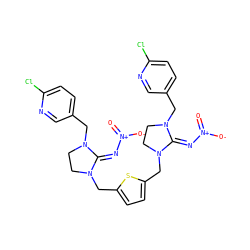 O=[N+]([O-])/N=C1\N(Cc2ccc(Cl)nc2)CCN1Cc1ccc(CN2CCN(Cc3ccc(Cl)nc3)/C2=N\[N+](=O)[O-])s1 ZINC000103222551