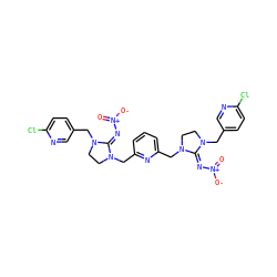 O=[N+]([O-])/N=C1\N(Cc2ccc(Cl)nc2)CCN1Cc1cccc(CN2CCN(Cc3ccc(Cl)nc3)/C2=N\[N+](=O)[O-])n1 ZINC000103222563