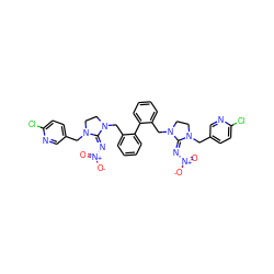 O=[N+]([O-])/N=C1\N(Cc2ccc(Cl)nc2)CCN1Cc1ccccc1-c1ccccc1CN1CCN(Cc2ccc(Cl)nc2)/C1=N\[N+](=O)[O-] ZINC000150571466