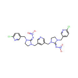 O=[N+]([O-])/N=C1\N(Cc2ccc(Cl)nc2)CCN1Cc1cncc(CN2CCN(Cc3ccc(Cl)nc3)/C2=N\[N+](=O)[O-])c1 ZINC000103222559