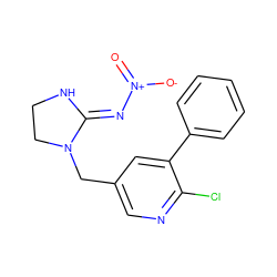 O=[N+]([O-])/N=C1\NCCN1Cc1cnc(Cl)c(-c2ccccc2)c1 ZINC000103200064