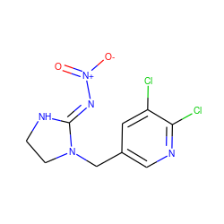 O=[N+]([O-])/N=C1\NCCN1Cc1cnc(Cl)c(Cl)c1 ZINC000096031302